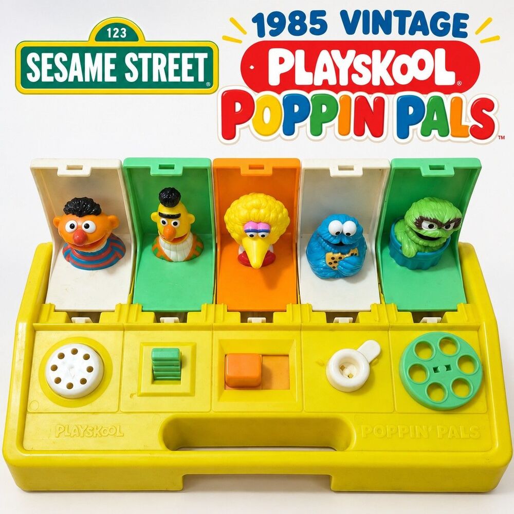 Vintage 1985 Playskool Sesame Street Poppin Pals 5 Muppets WORKS